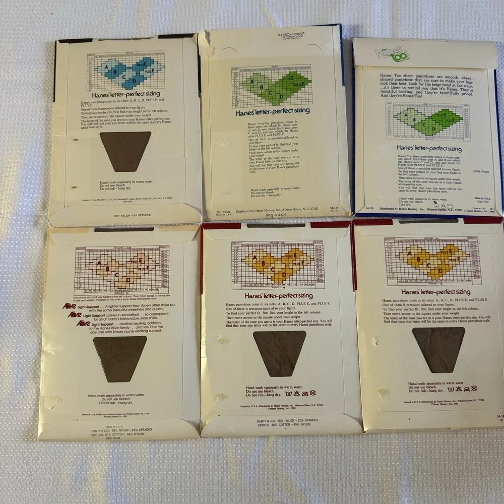 Vintage Hanes Pantyhose Lot 6‎ New Packages 80s Size A/B Stockings